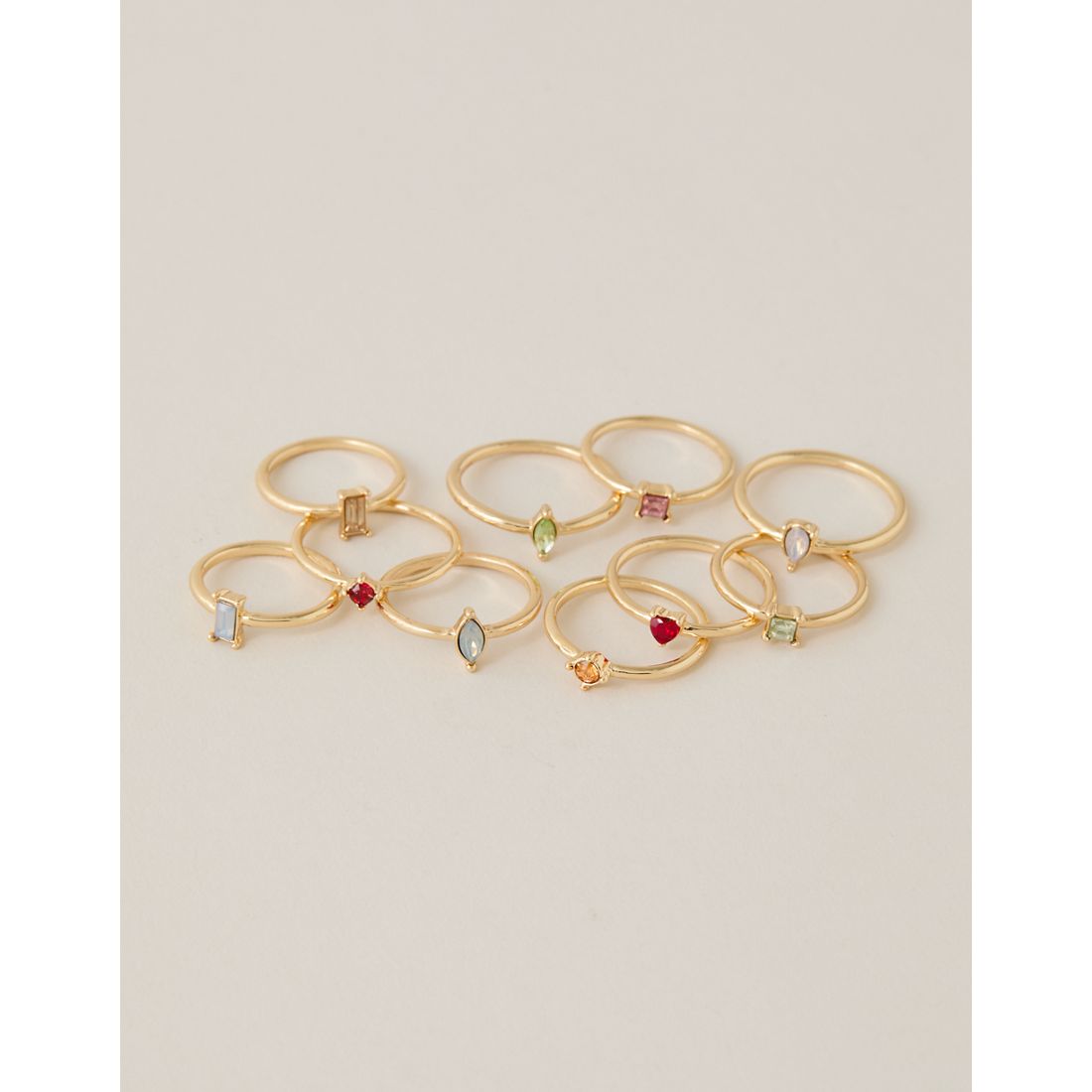 American Eagle AE Delicate Gem Rings 10-Pack