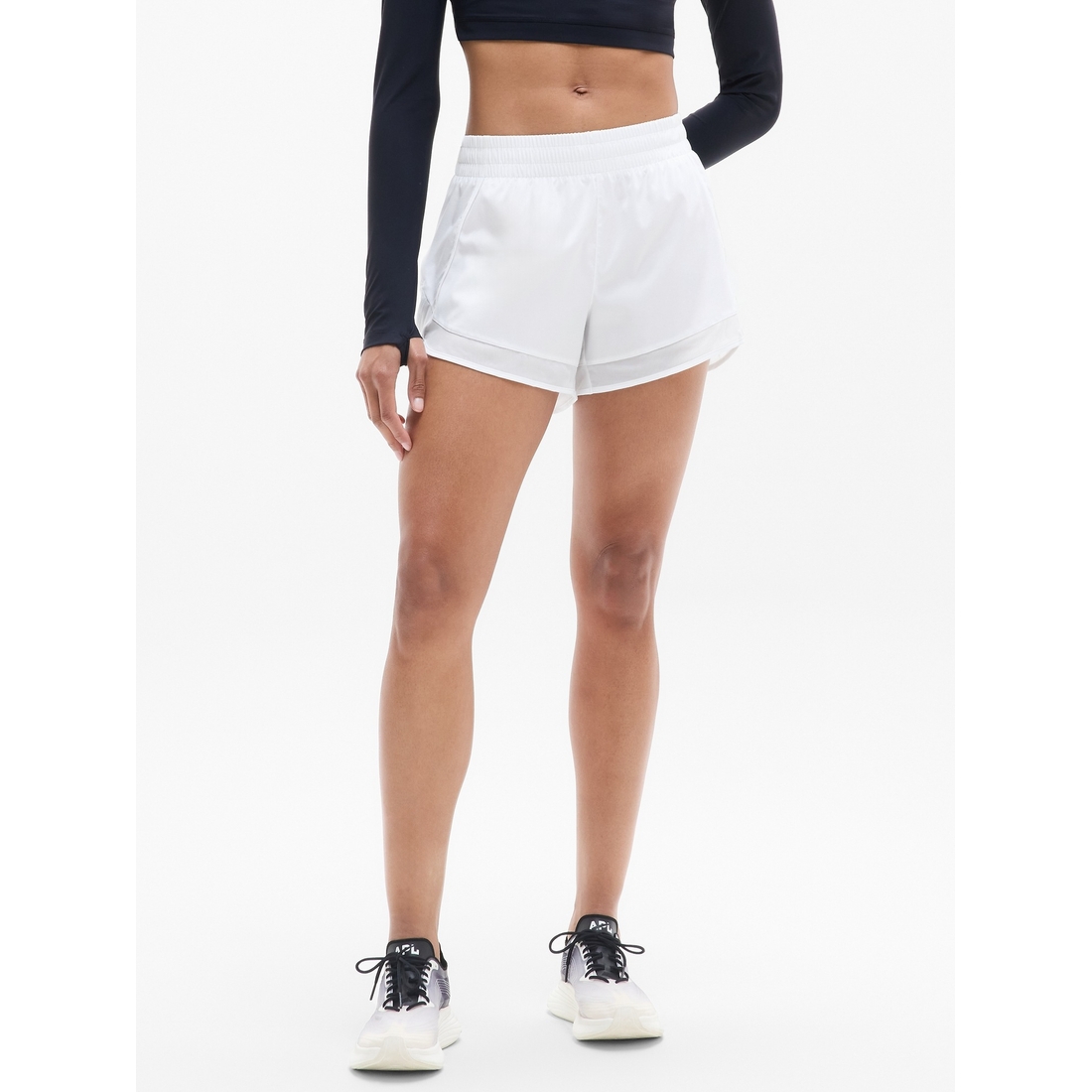 Athleta Women's Mesh Racer Run Mid Rise 4" Short