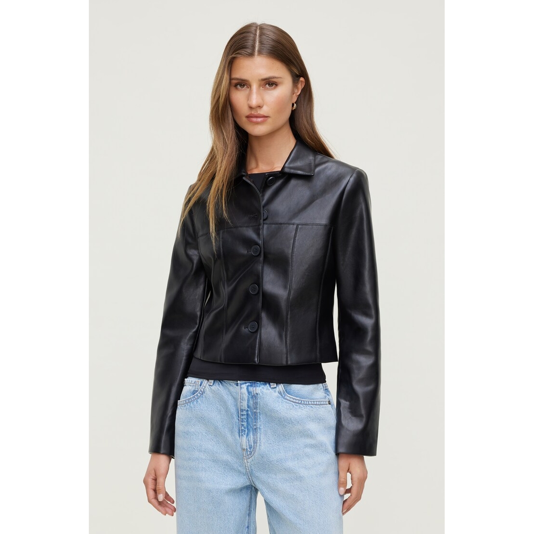 Dynamite Charlotte Short Faux Leather Jacket