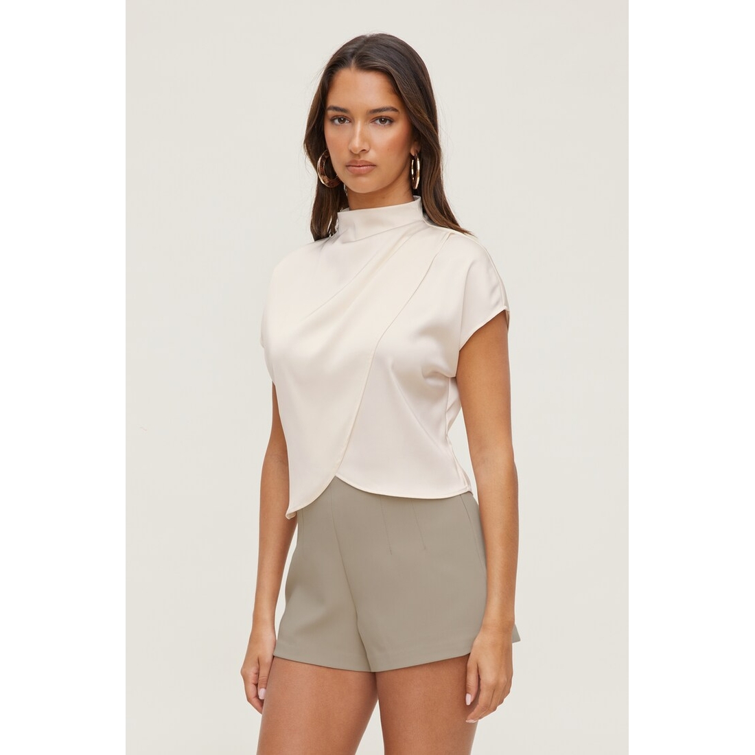 Dynamite Ella Layered Satin Blouse