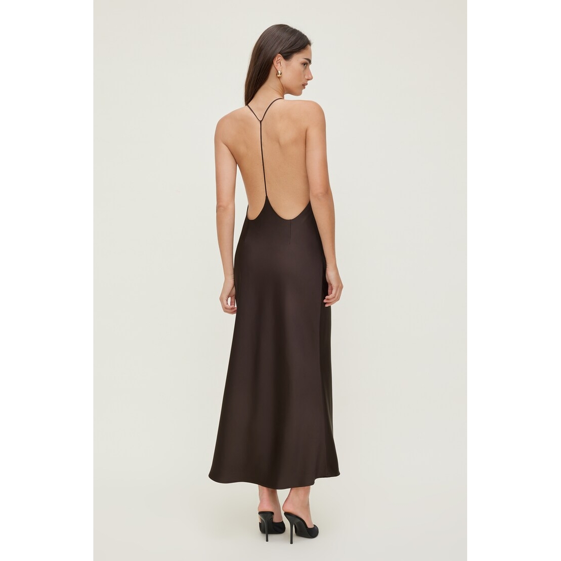 Dynamite Open Back Satin Maxi Slip Dress