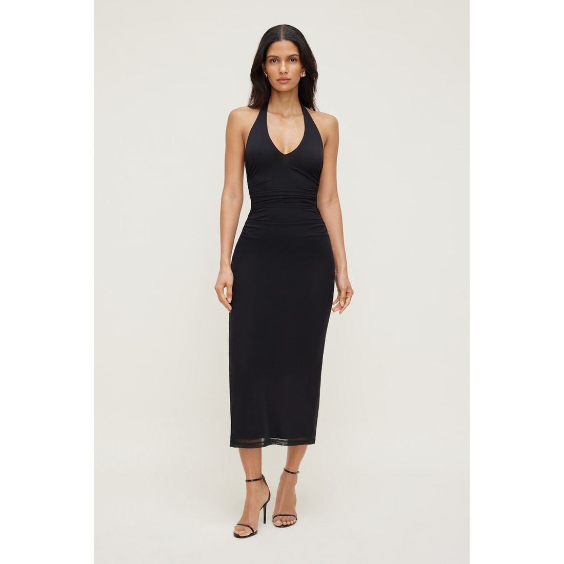 Dynamite Reia Halter Mesh Maxi Dress