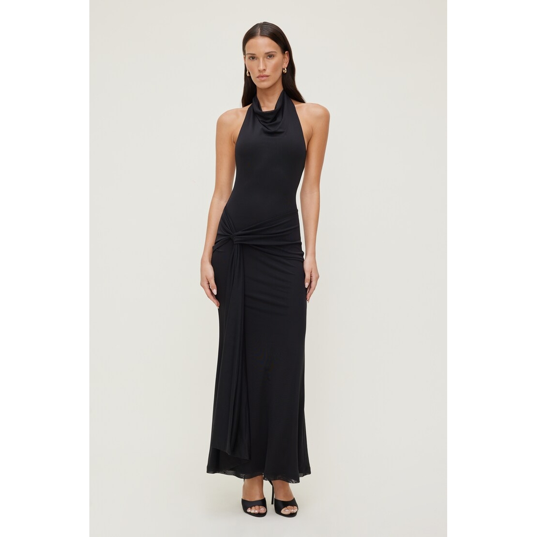 Dynamite Scarlet Draped Mesh Maxi Dress