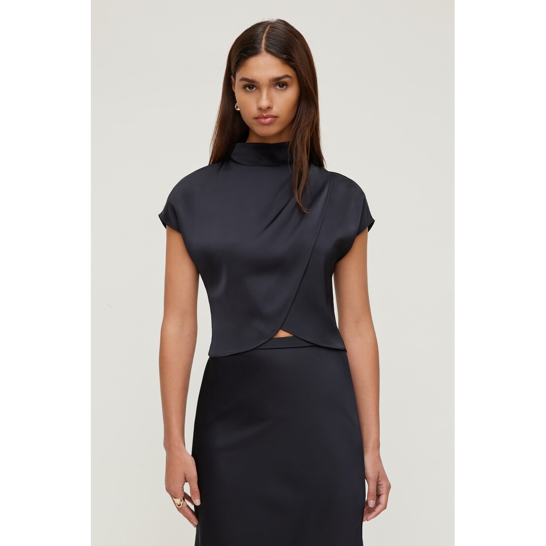 Dynamite Ella Layered Satin Blouse