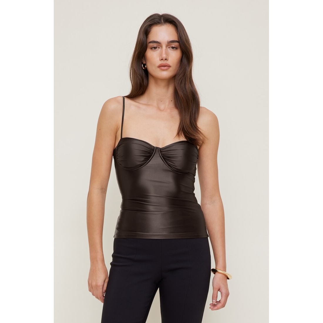 Dynamite Monet Stretch Satin Top