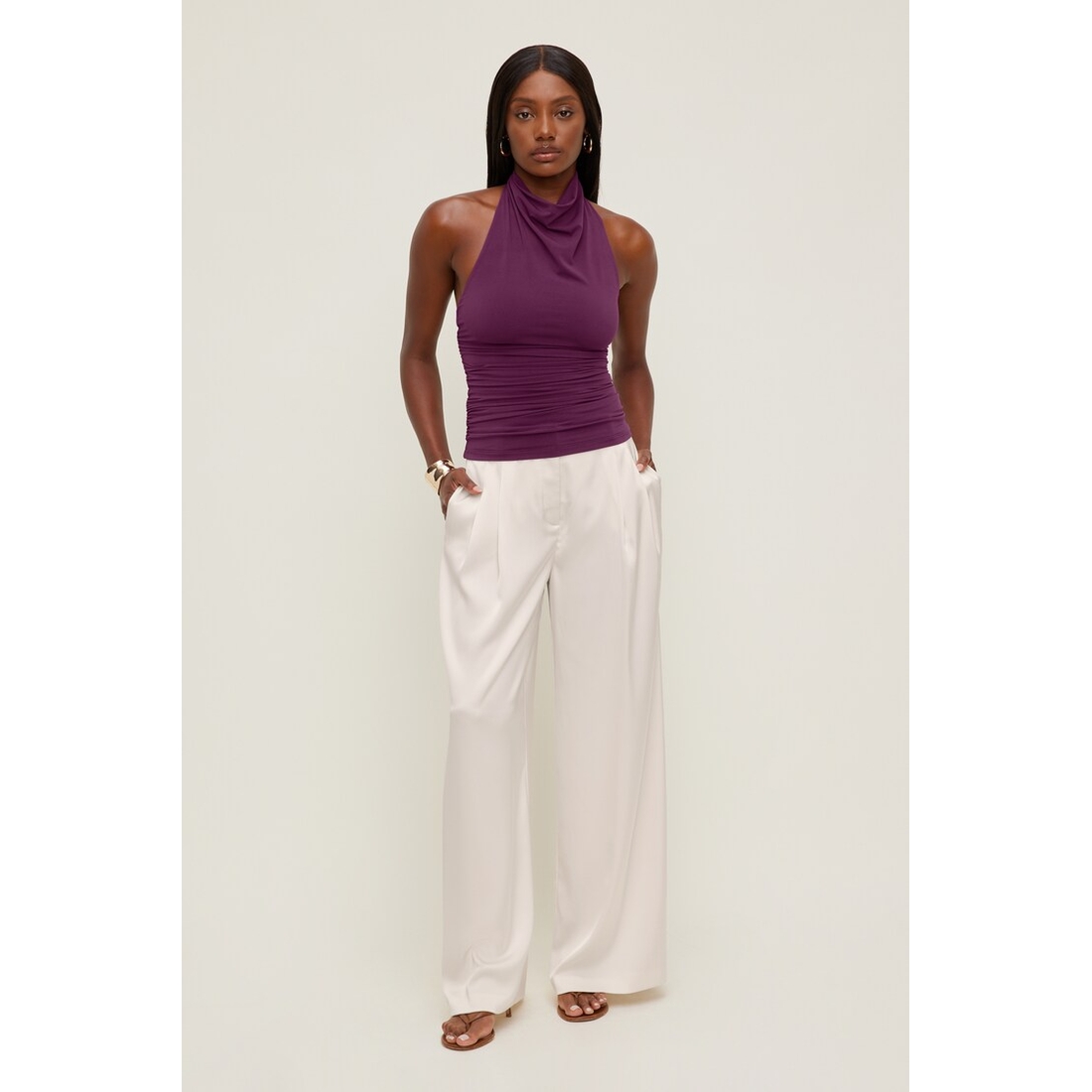Dynamite Satin Wide Leg Pants