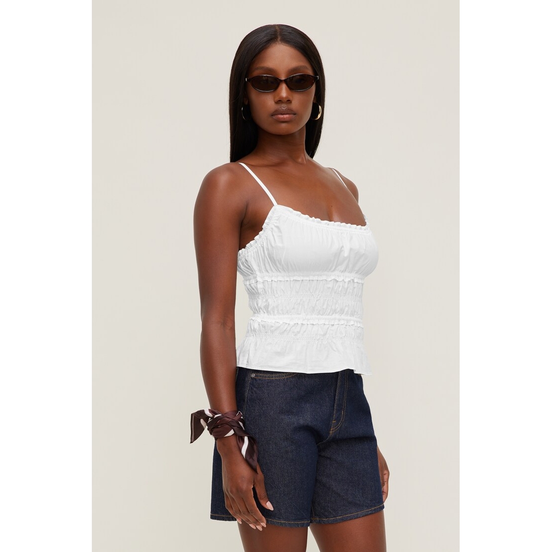 Dynamite Smocked Poplin Cami Top