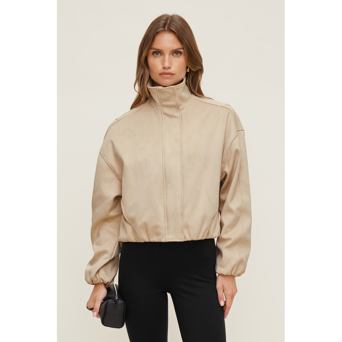 Dynamite Brynn Faux Suede Bomber Jacket