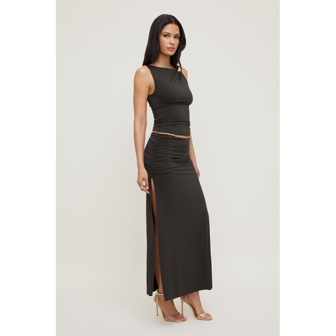 Dynamite Sculpt Slit Maxi Skirt