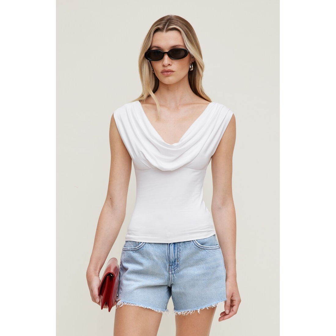 Dynamite Draped Scoop Neck Top