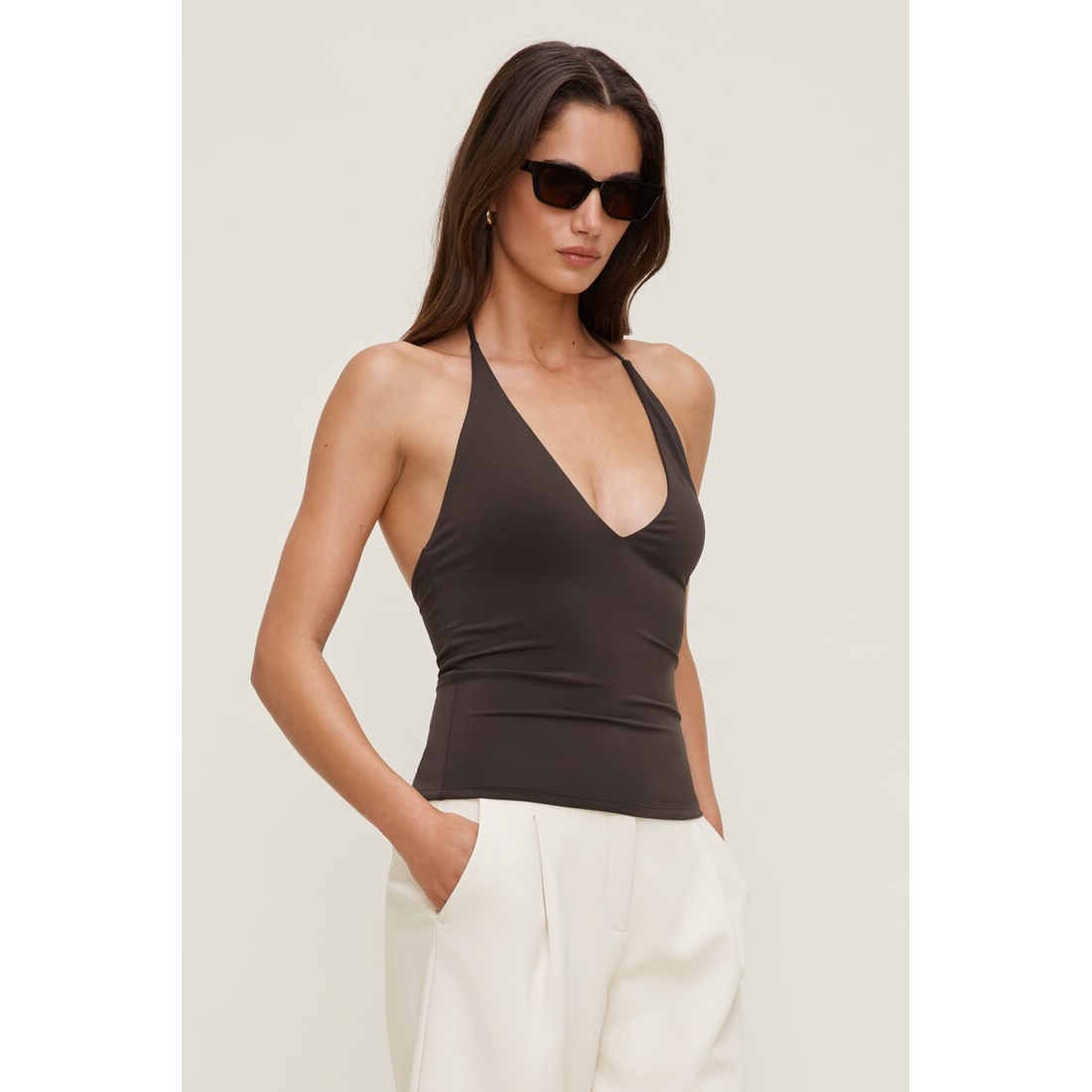 Dynamite Sculpt Plunge Halter Top
