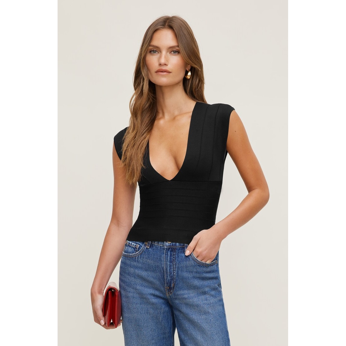 Dynamite V Neck Bandage Top