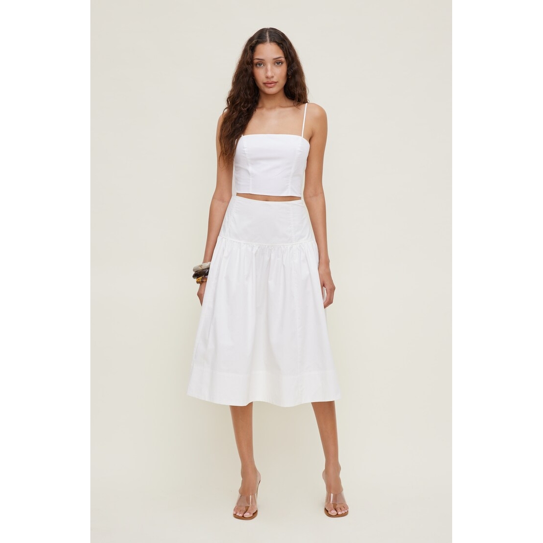 Dynamite Drop Waist Poplin Midi Skirt