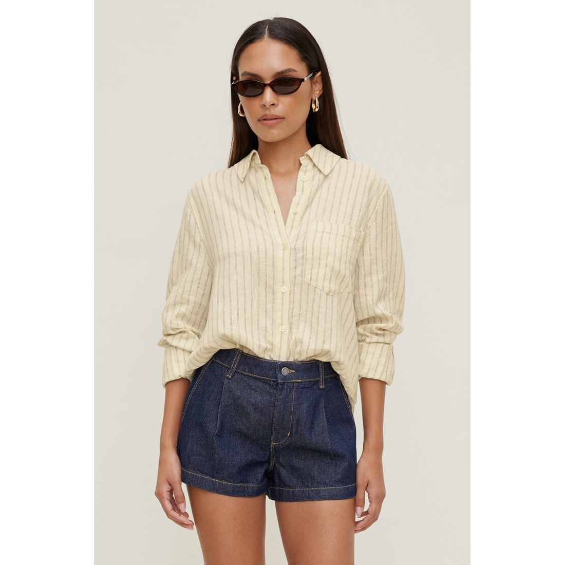 Dynamite Isla Oversized Linen Shirt