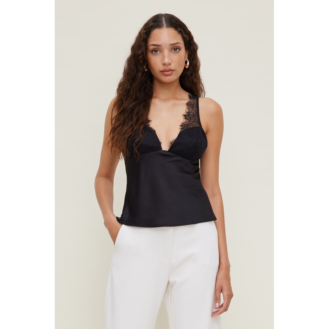 Dynamite Satin Lace Cami Top