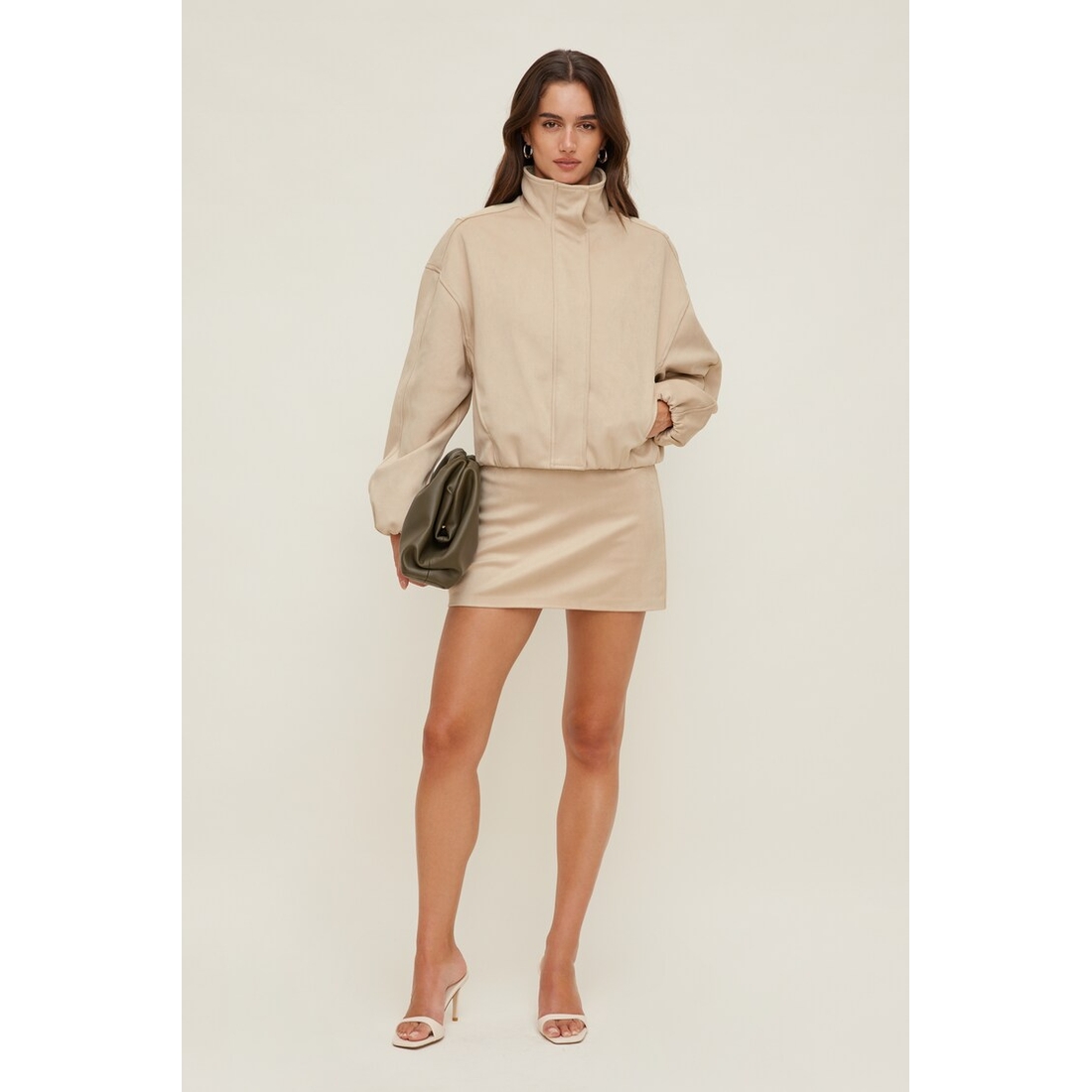 Dynamite Stacie Faux Suede Mini Skort