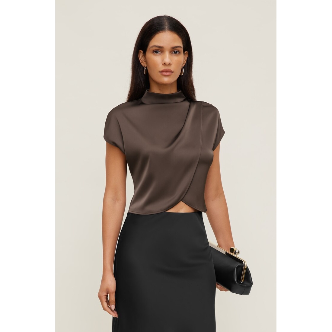 Dynamite Ella Layered Satin Blouse