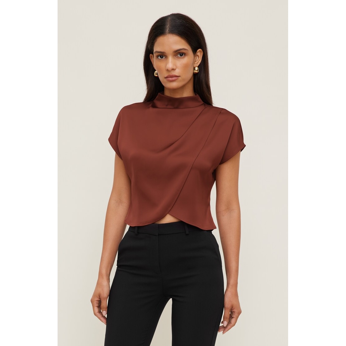 Dynamite Ella Layered Satin Blouse