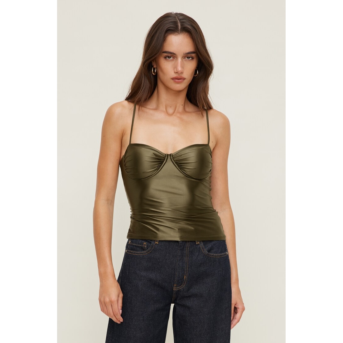 Dynamite Monet Stretch Satin Top