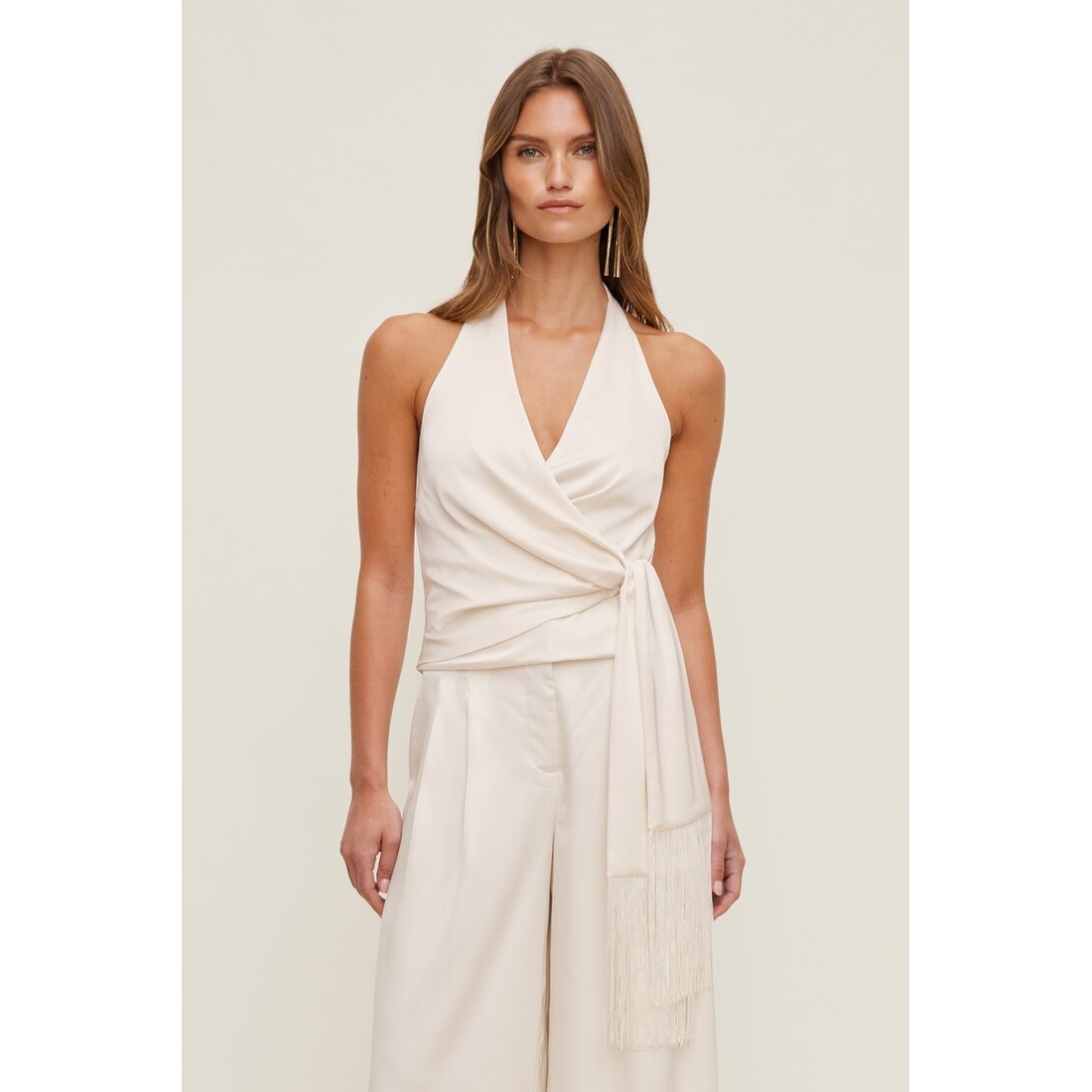Dynamite Fringe Satin Top