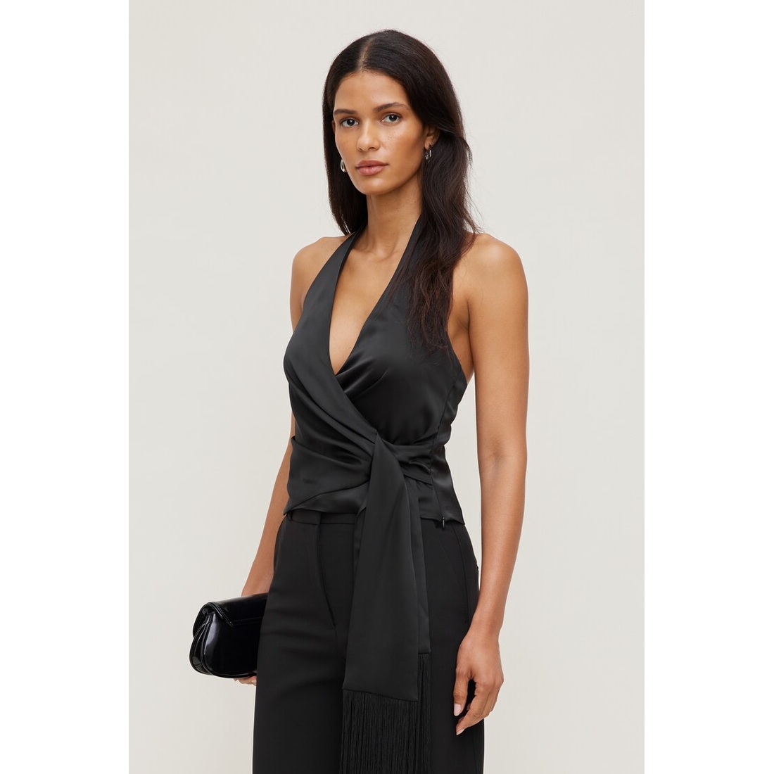 Dynamite Fringe Satin Top