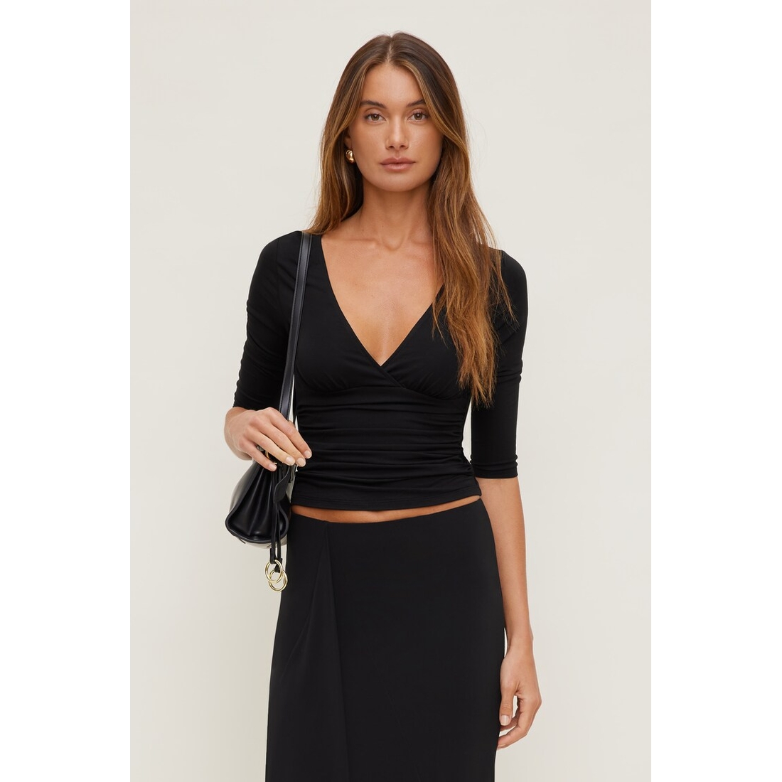 Dynamite Plunge 3/4 Sleeve Top