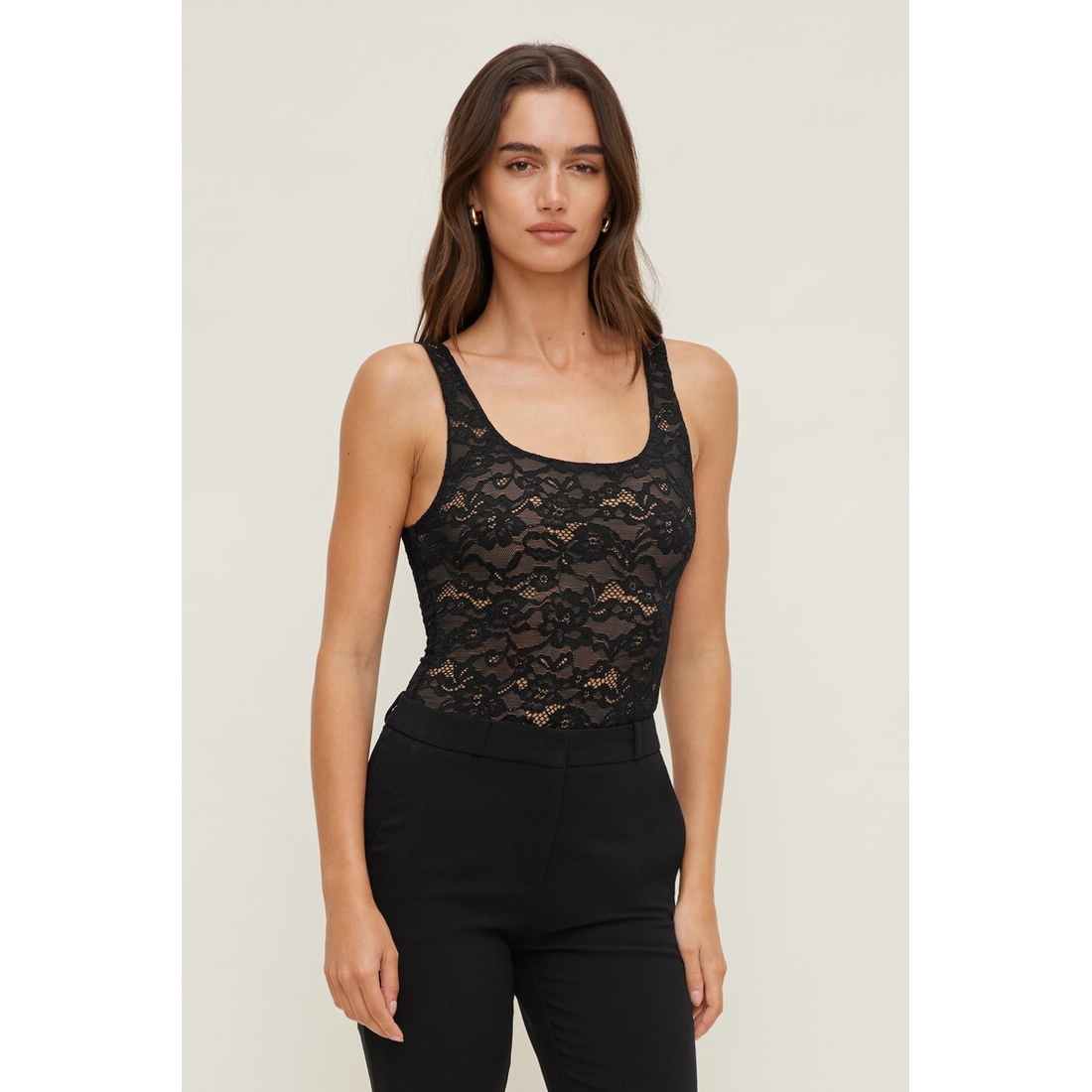 Dynamite Scoop Neck Lace Bodysuit