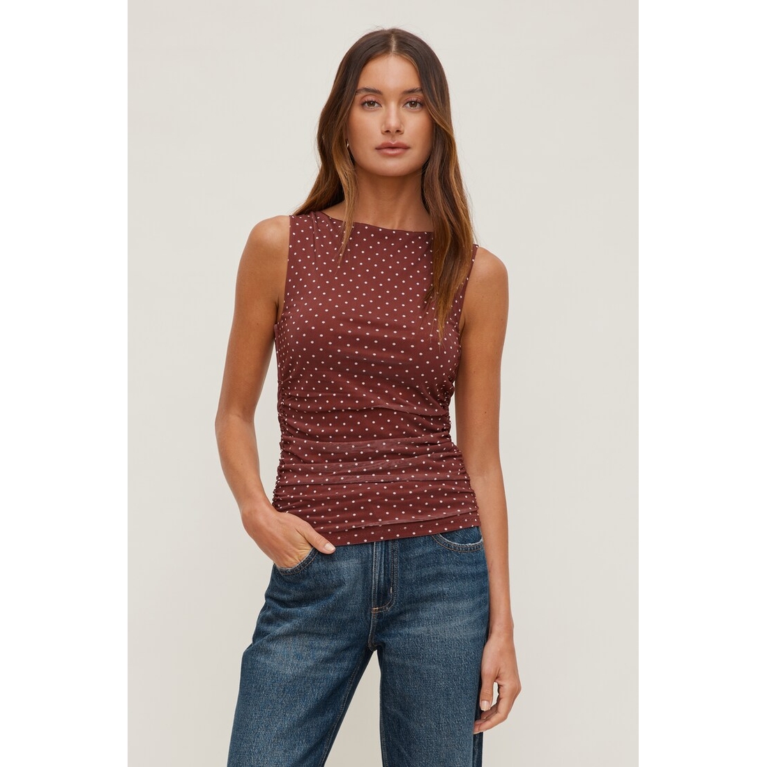Dynamite Nola Printed Mesh Tank Top