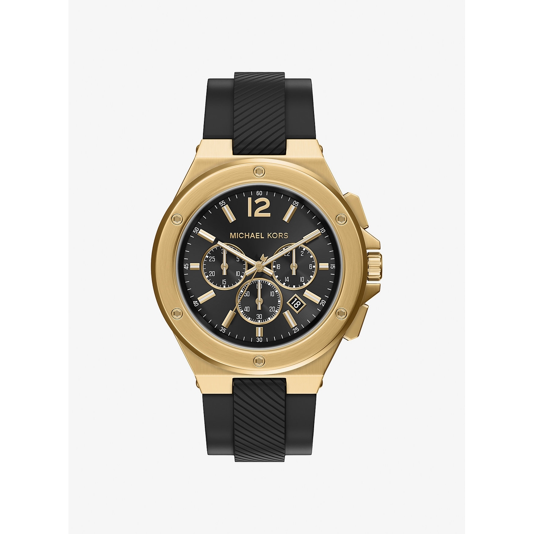 Michael Kors Outlet Oversized Lennox Gold-Tone and Silicone Watch