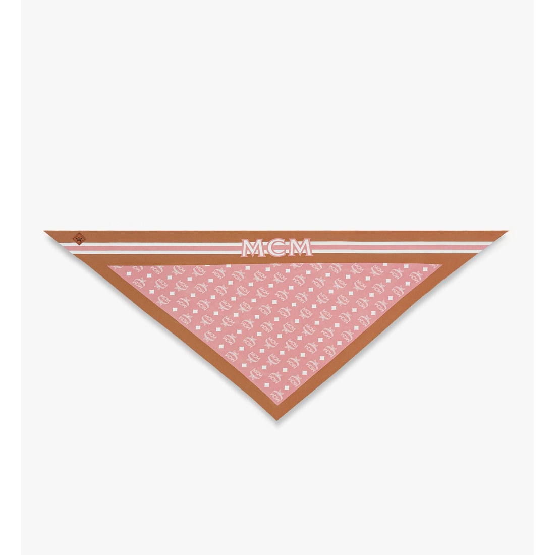Mcm Monogram Print Triangle Silk Scarf SOFT PINK SILK