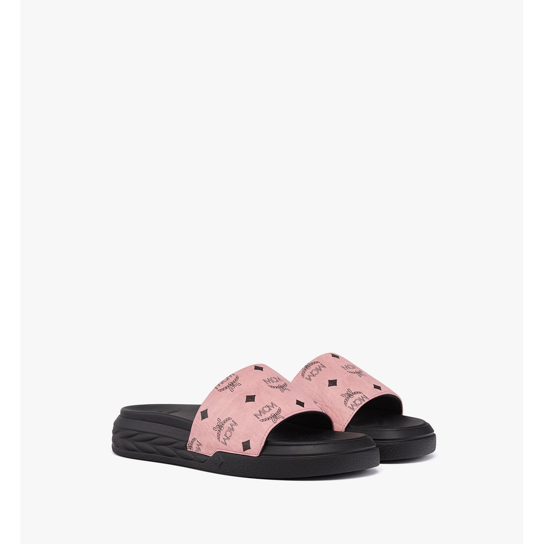 MCM Visetos Slide Sandals SOFT PINK VISETOS available now at Lenox