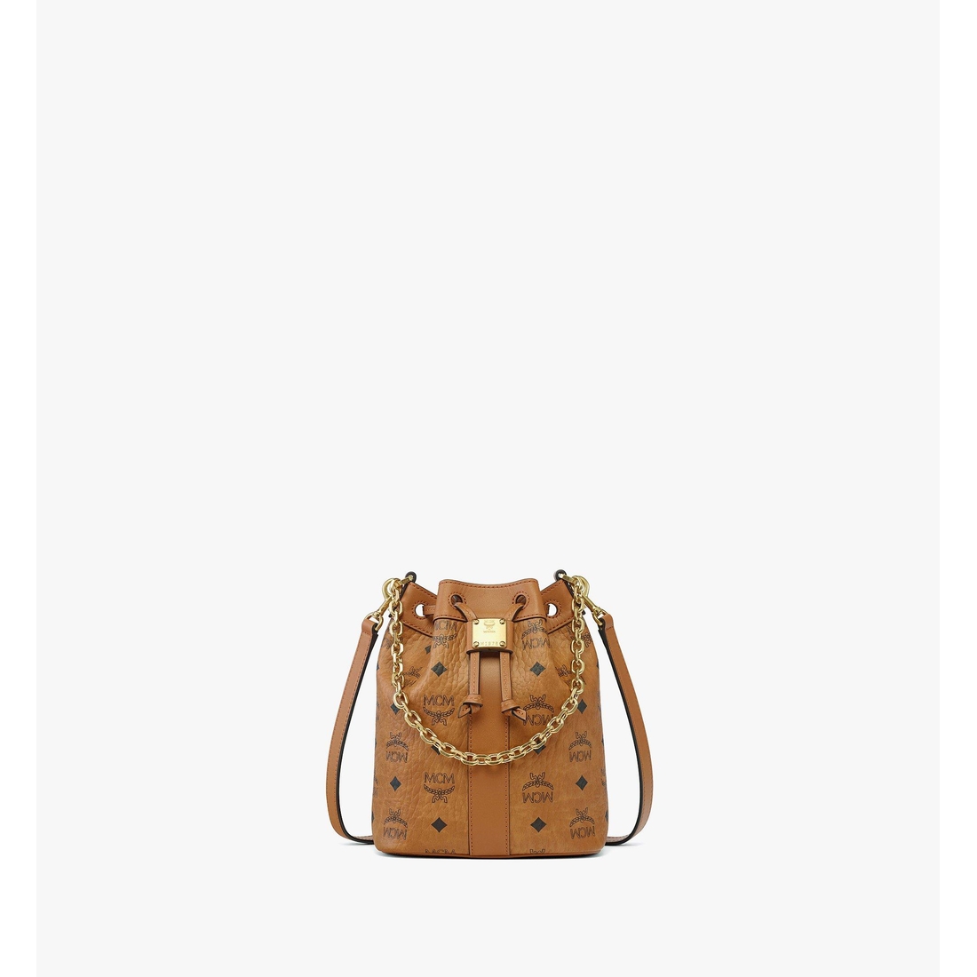 Mcm Dessau Drawstring Bag in Visetos COGNAC VISETOS