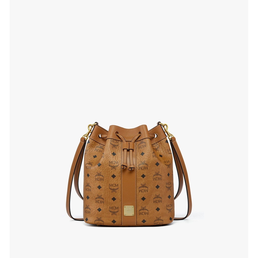 Mcm Dessau Drawstring Bag in Visetos COGNAC VISETOS