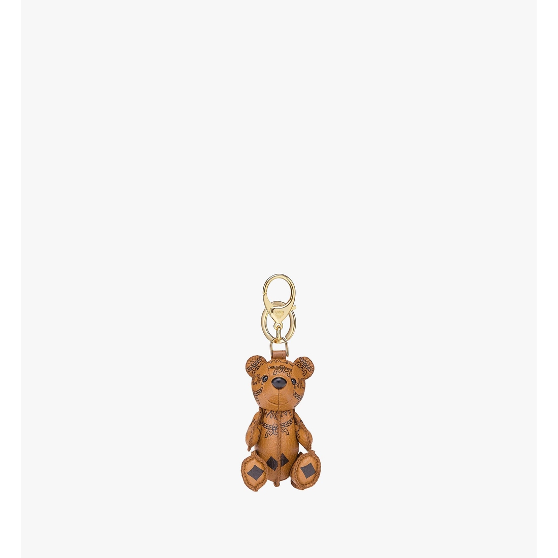Mcm Park Bear Charm in Visetos COGNAC VISETOS