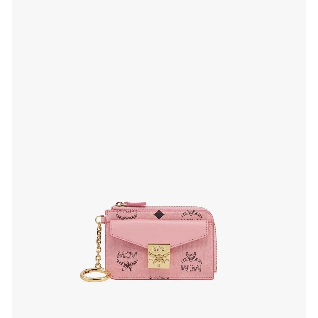 MCM Tracy Zip Card Case in Visetos SOFT PINK OTHER available now