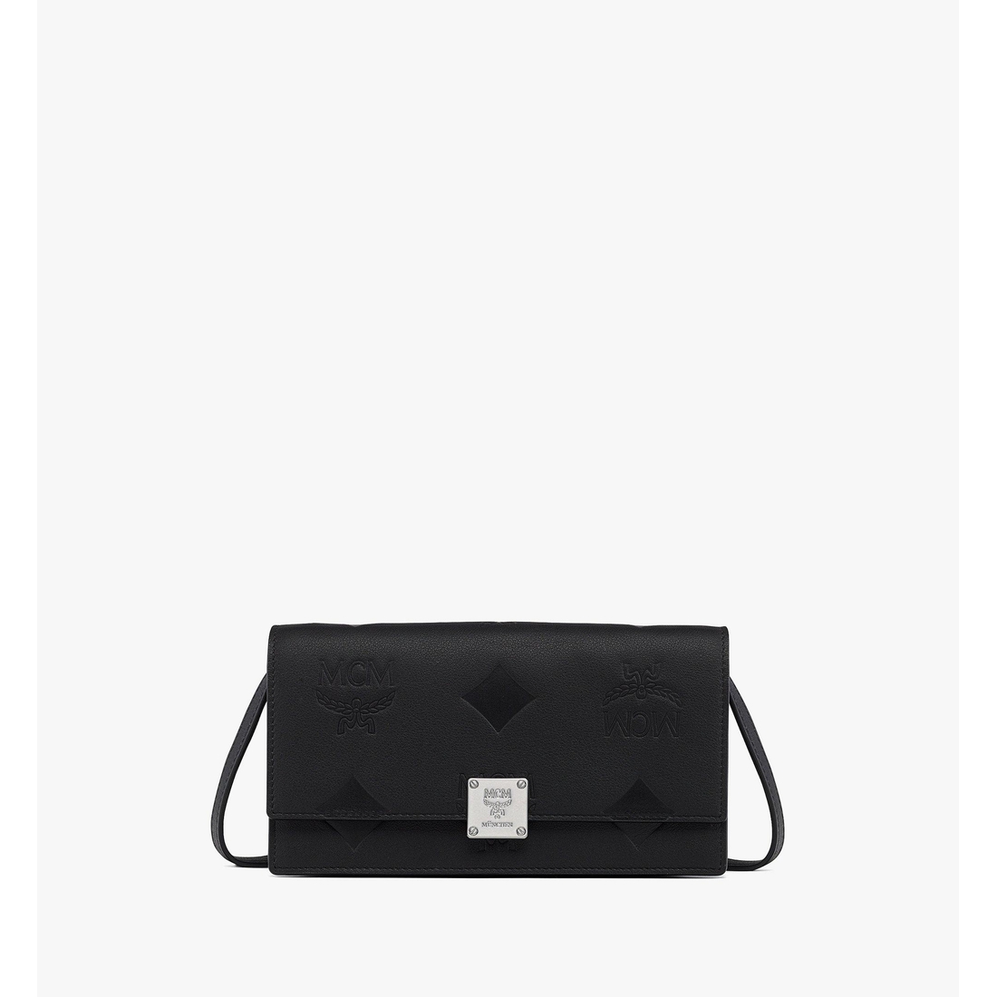 Mcm Aren Chain Wallet in Embossed Monogram Leather BLACK LEATHER