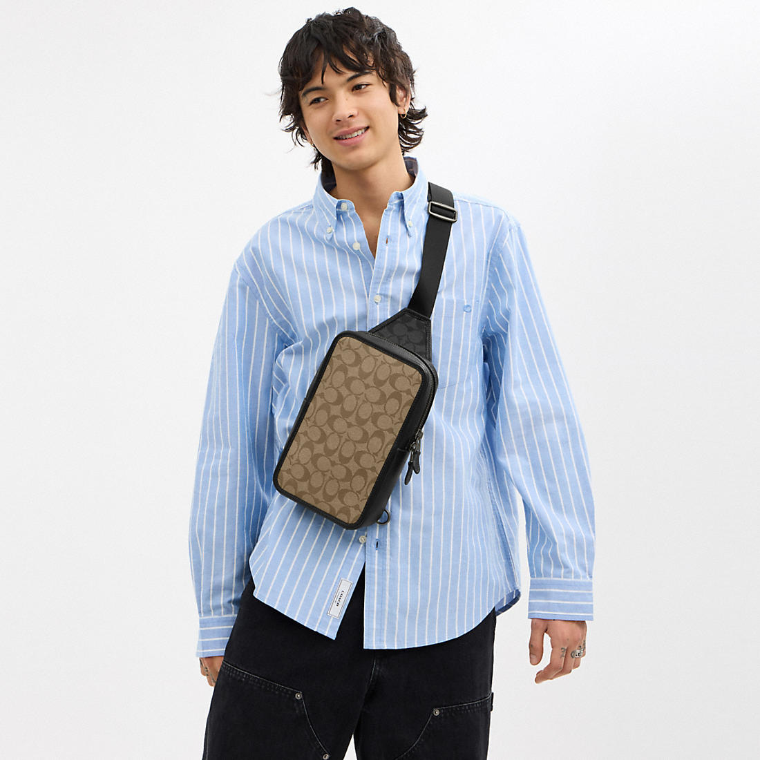 coach men's travel bag Mens Kit in Pebble Leather, Black : Clothing, Shoes & Jewelry Signature coated canvas and smooth calf leather Inside multifunction pocket Zip closure fabric lining Handle with 2 1/4 drop Outside open pocket 8 3/4 (L) x 5 (H) x 3 1/4 (W) Style No. Men's Backpacks | Coach