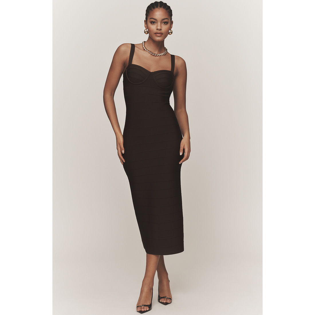 fitted lace wedding dress Anthropologie Black Tube Maxi Dress – White Chocolate Couture main image 1
