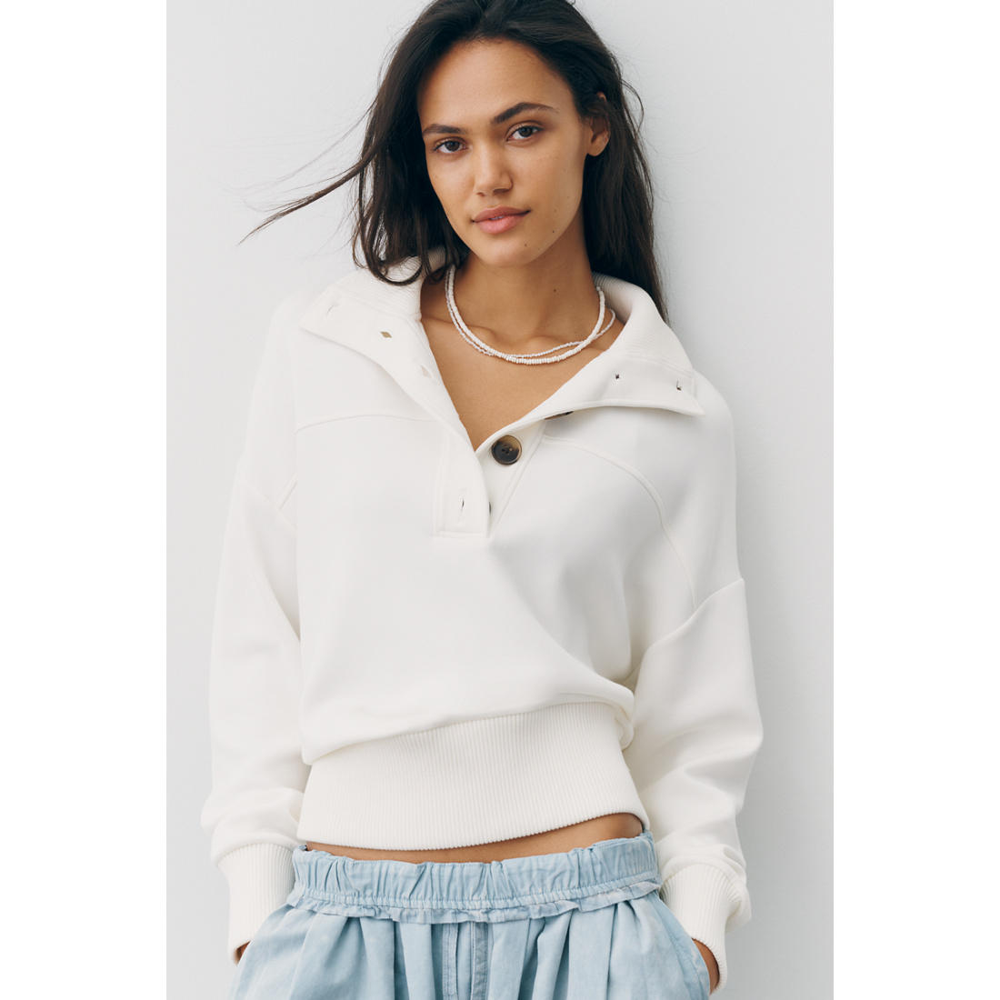 Varley Bronya Button-Front Pullover Sweater by Varley