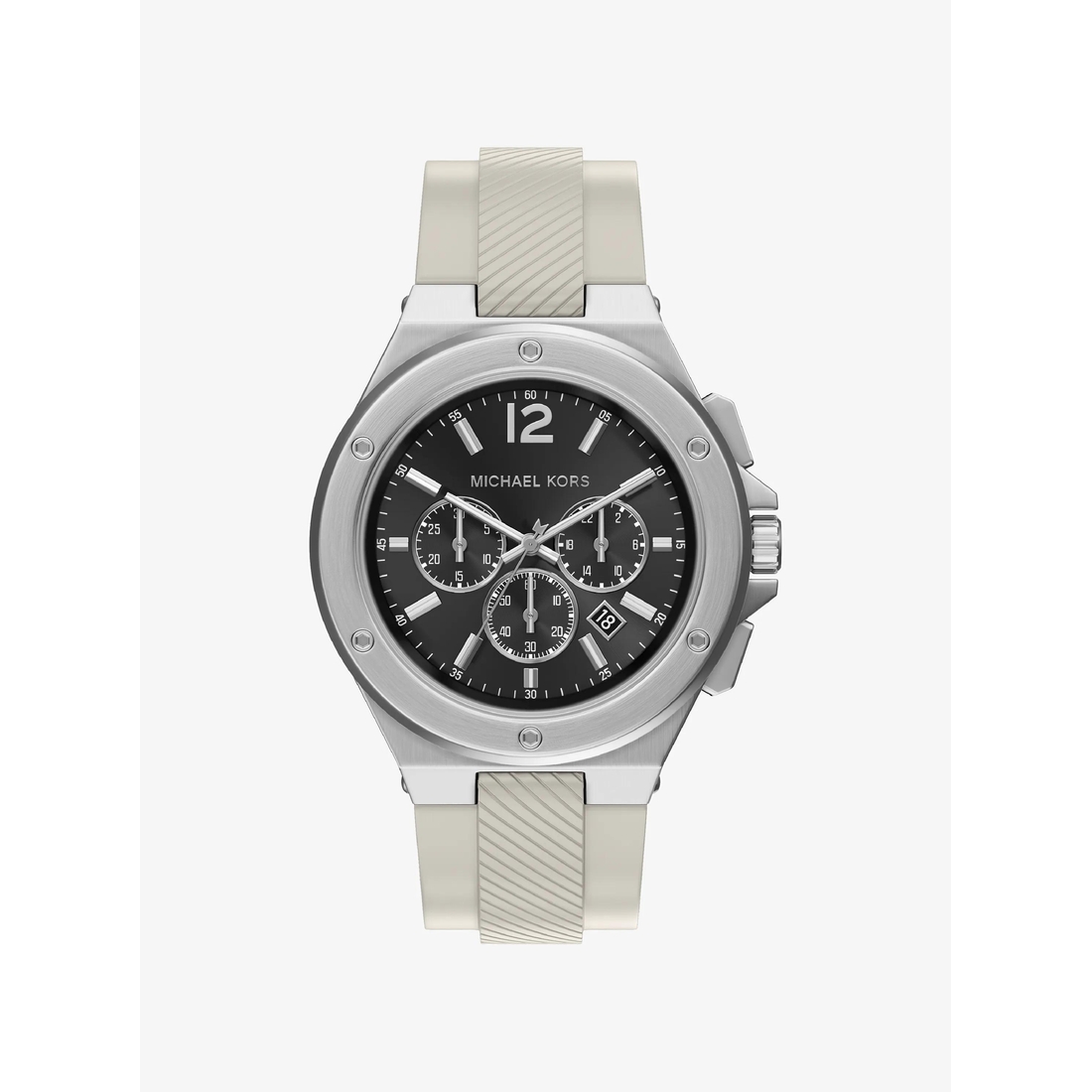 Michael Kors Mens Oversized Lennox Silver-Tone and Silicone  display picture 2