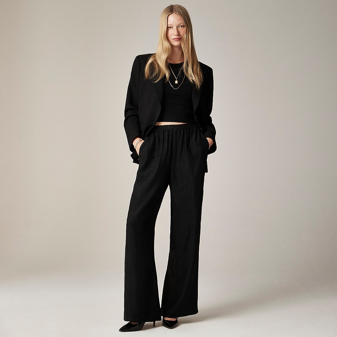 Stratus pant in textured satin available now at Northshore Mall™