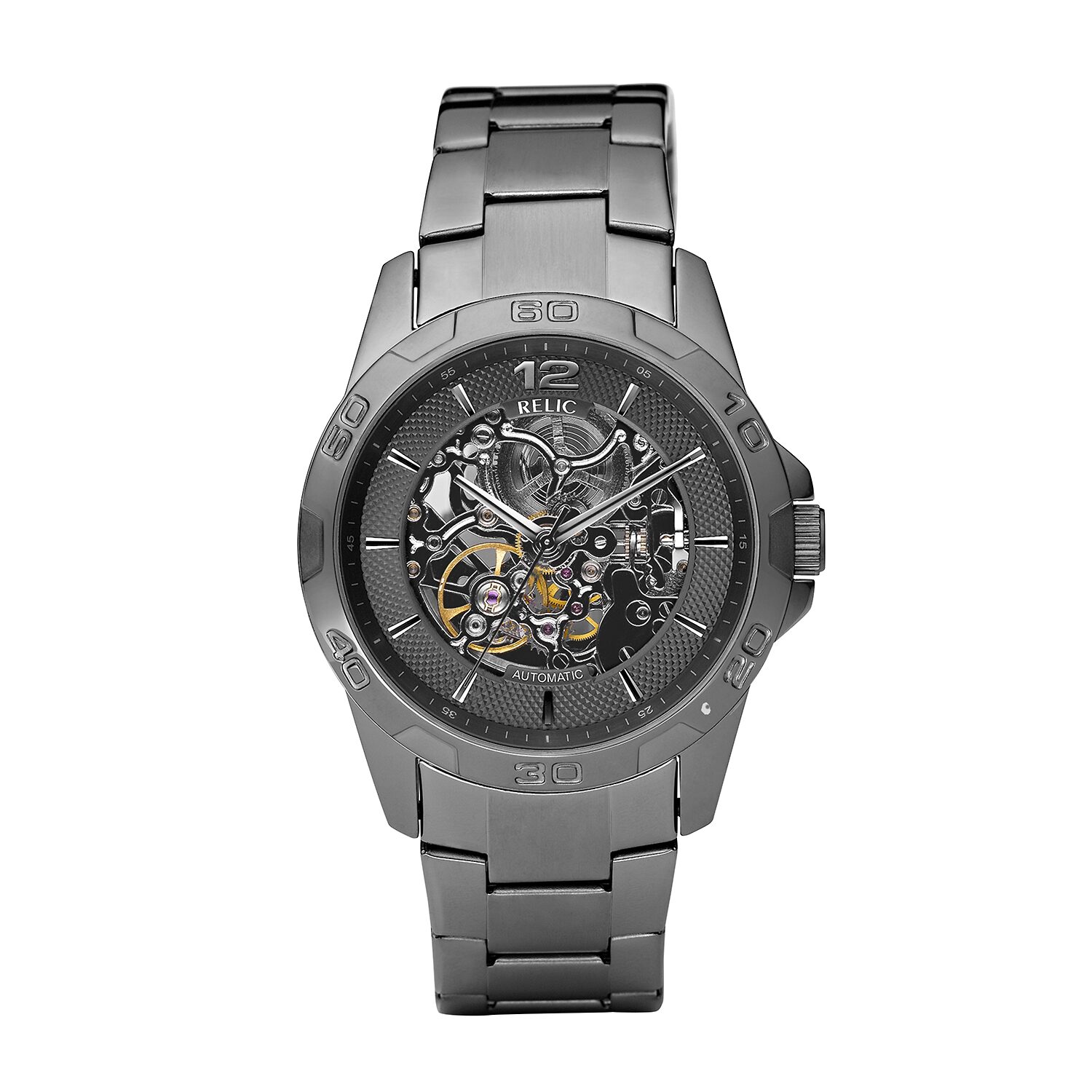 JCPenney Relic® Mens Gunmetal Automatic Skeleton Watch ZR11853