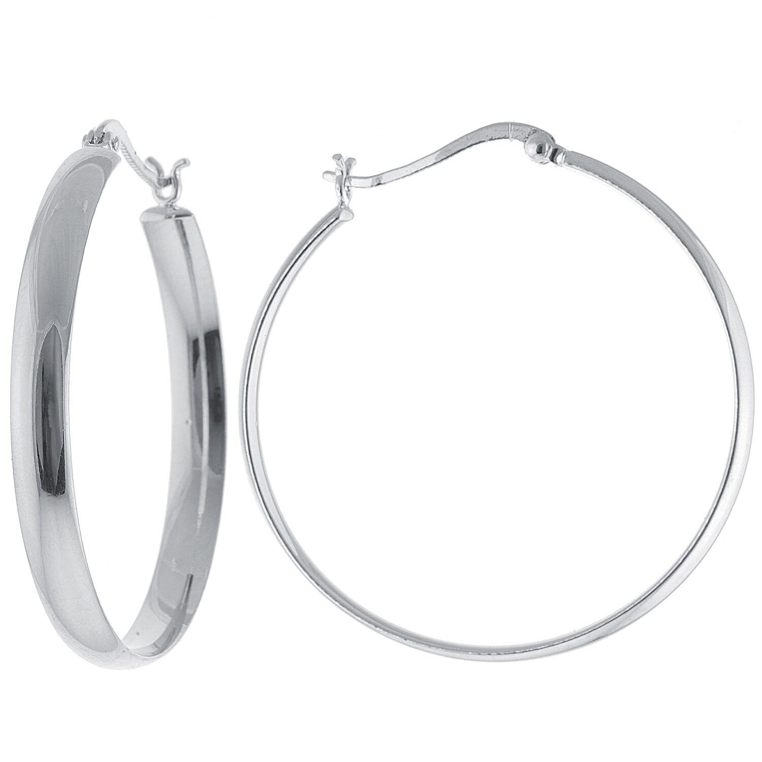 Silver Reflections Pure Silver Over Brass Hoop Earrings