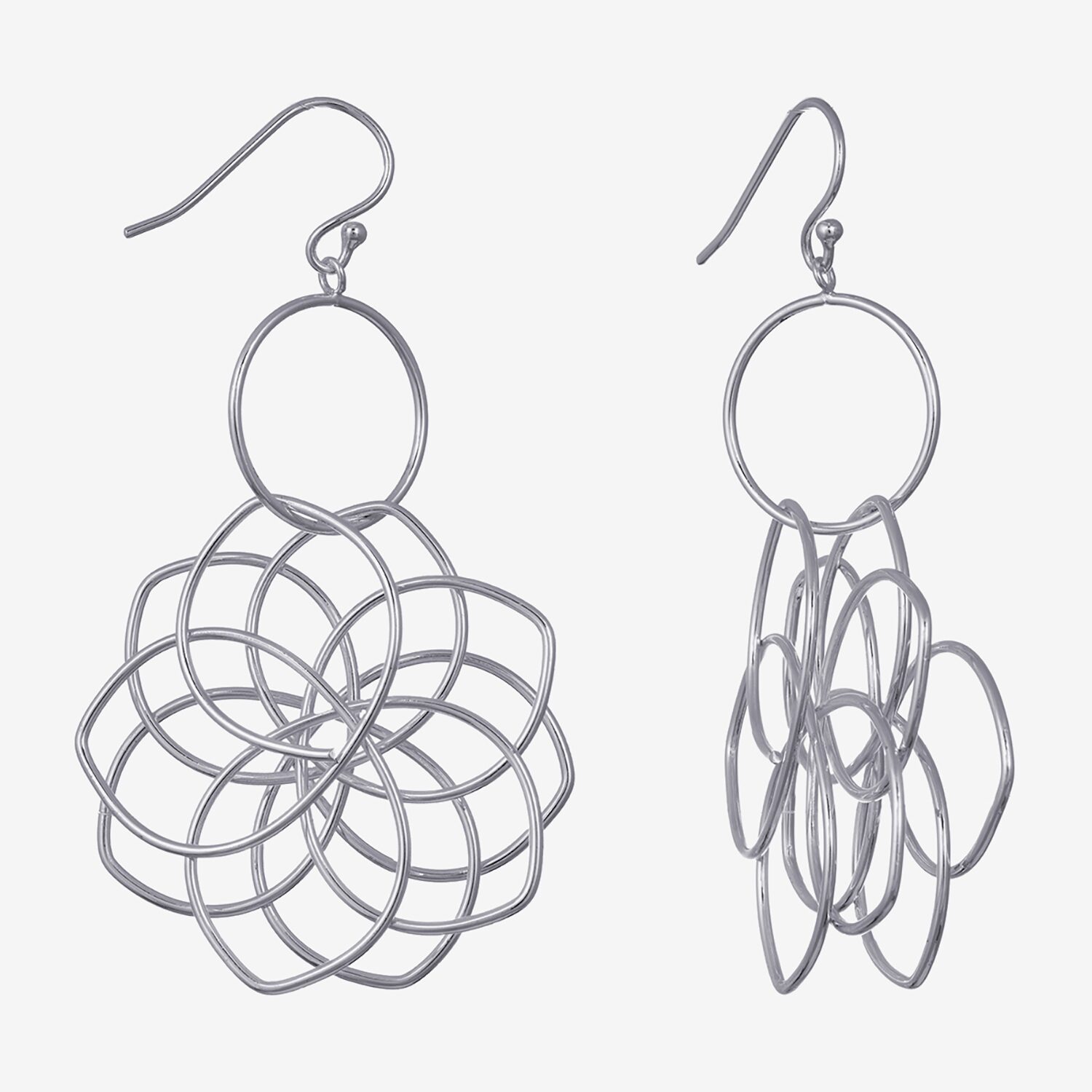Silver Reflections Womens Pure Silver Over Brass Flower Drop Earrings