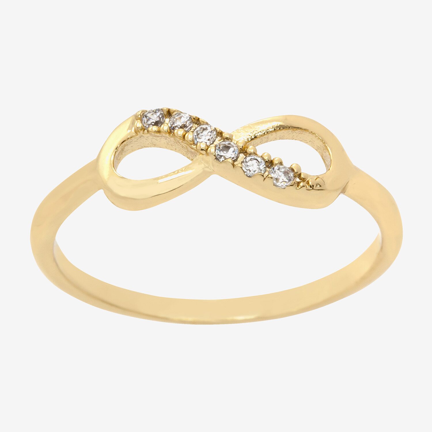 Sparkle Allure Delicate Stackable Womens Cubic Zirconia 14K Gold Over Brass Infinity Delicate Band