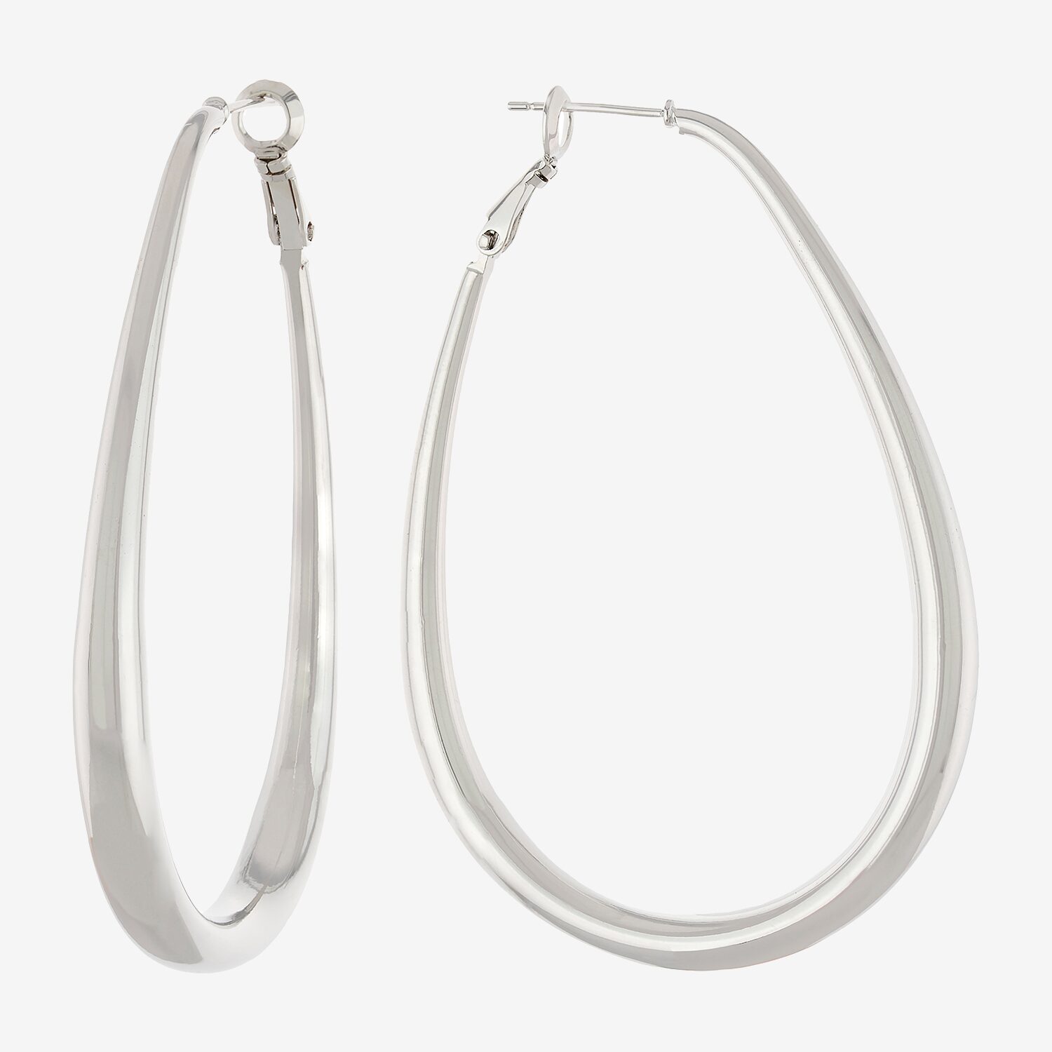 Silver Reflections Pure Silver Over Brass Hoop Earrings