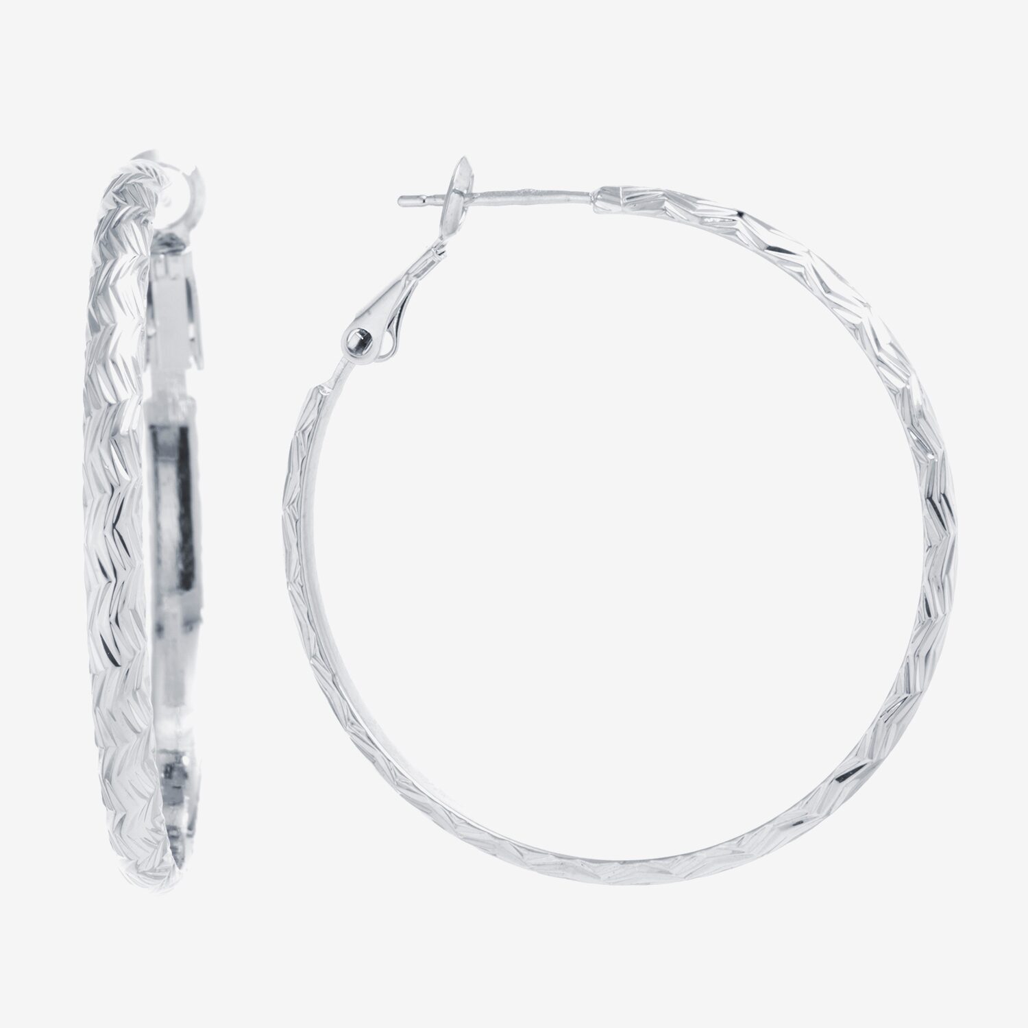 Silver Reflections Pure Silver Over Brass Hoop Earrings