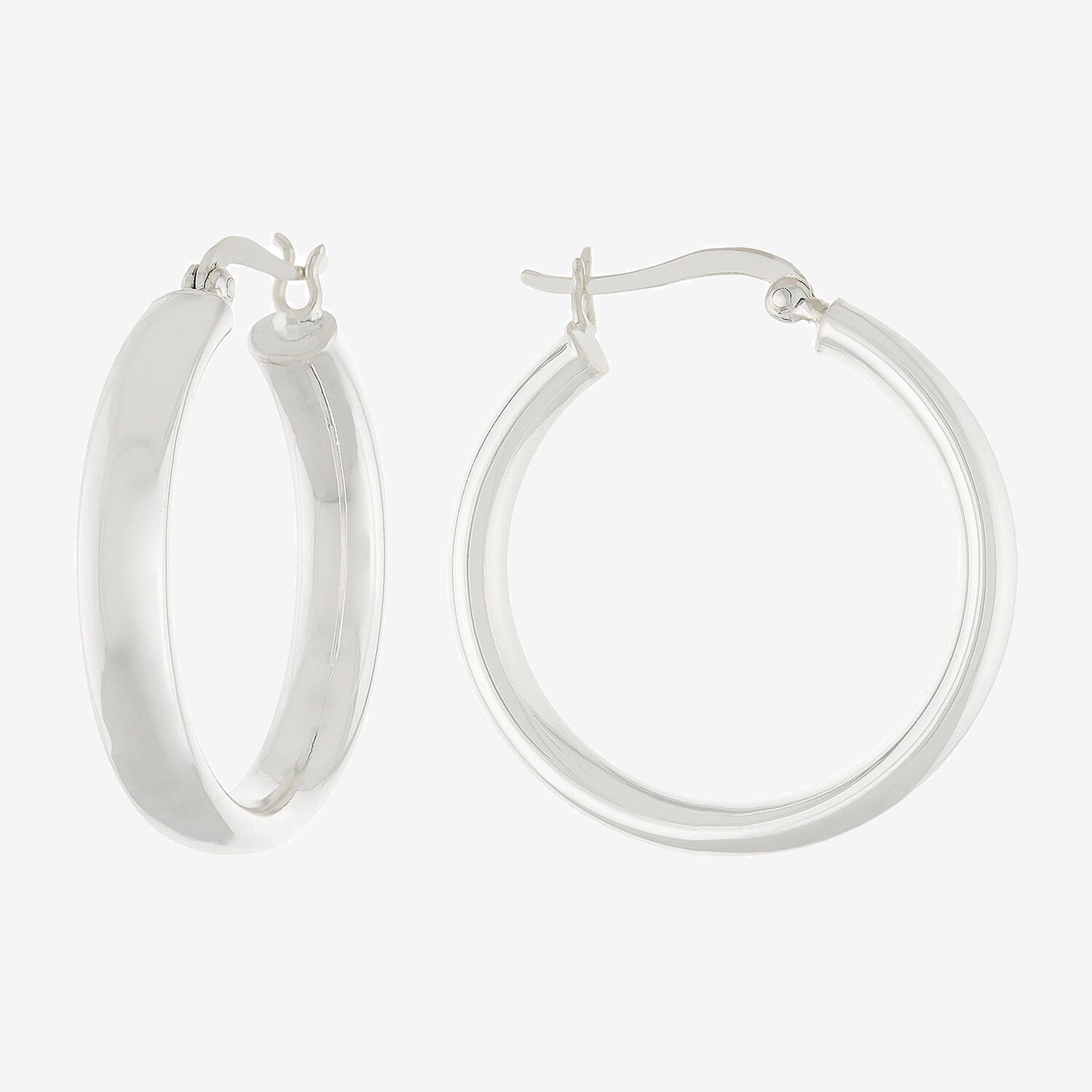 Silver Reflections Pure Silver Over Brass Hoop Earrings