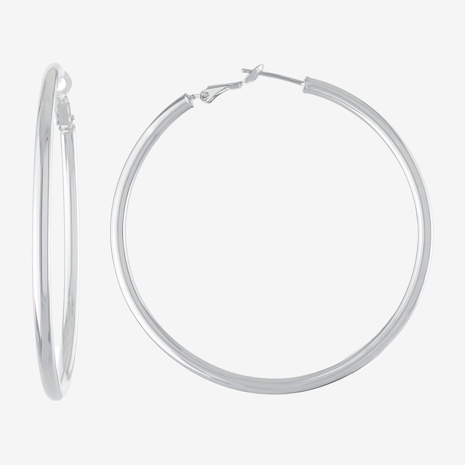 Silver Reflections Pure Silver Over Brass Hoop Earrings