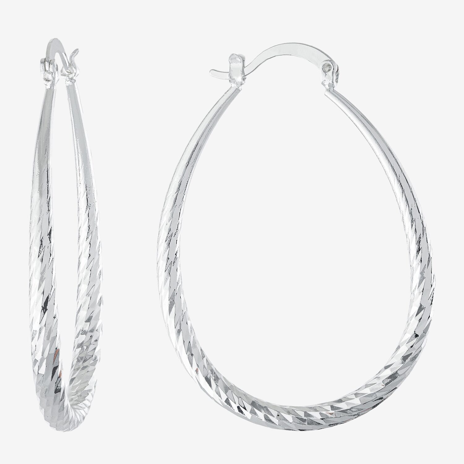 Silver Reflections Pure Silver Over Brass Hoop Earrings